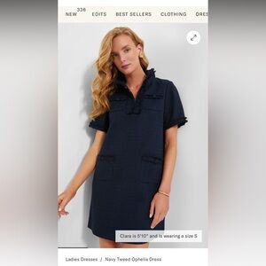 Pomander Place Navy Tweed Ophelia dress